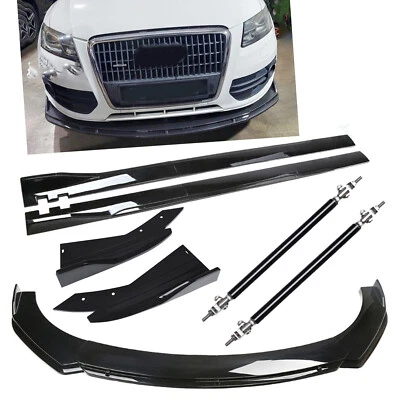 Front Bumper Lip Splitter Spoiler Side Skirt Strut Rod For Audi Q5 2009-202 Foto 1 de 4