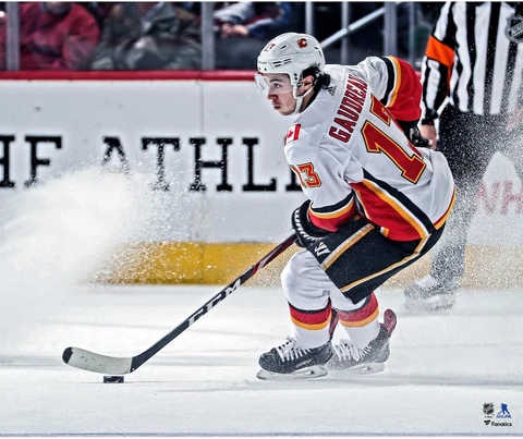 Johnny Gaudreau Calgary Flames UnsignedJersey Skating 20x24 Photo Cover
