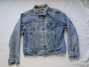 Giacca jeans Levi's vintage camionista invecchiato classico lavaggio leggero made in USA M/L - Foto 1 di 24