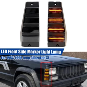 Smoked For 1984-96 Jeep Cherokee XJ LED Front Side Marker Day Running Light Lamp - Picture 1 of 8