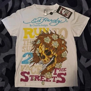 new with tag ed hardy rhinestone skull girl graphic tee shirt - Picture 1 of 6