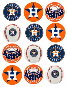 Houston Astros Edible Image Toppers. Edible Round Pre Cut Stickers. - Picture 1 of 1