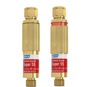 RESETTABLE COLLAR ACETYLENE FLASHBACK ARRESTOR WELDING- SUPER55 LEFT HAND THREAD - Picture 1 of 2