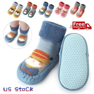 Kids Baby Girl Boys Toddler Anti-slip Slippers Socks Cotton Shoes Winter Warm US - Picture 1 of 17