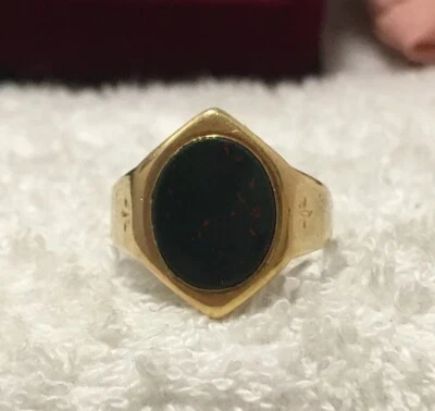 Anillo de sello de piedra de sangre de oro anillo de plata para hombre accesorios para hombre anillo hecho a mano Foto 1 de 4