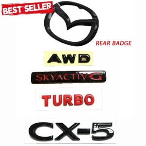 5pcs For CX-5 AWD SKYACTIV G Turbo Rear Replace Sticker Badge Decal Black Red - Picture 1 of 5