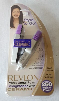 ¡Nuevo! Alisadora de cerámica compacta Revlon Travel Palm-Grip 250 vatios sellada Foto 1 de 3