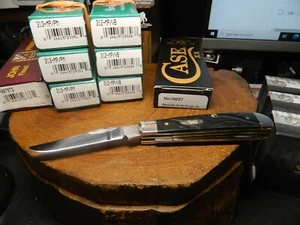 CASE & SONS 3 1/2" BLACK SYNTHETIC ROUGH JIGGED MINI TRAPPER 2 STAINLESS BLADES - Picture 1 of 13