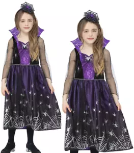 Spiderella Costume Girls Spider Princess Halloween Fancy Dress Outfit Queen - Picture 1 of 4