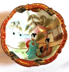 I E & C CO JAPAN HANDBEMALTE JAPANISCHE SCHÜSSEL MIT GEISHA MÄDCHEN BONBONIERE  - Bild 1 von 6