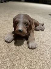 Vintage Brown Flocked Bobble Head Nodder Dog 10"