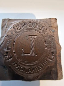 vintage 1930s LIONS CLUB International Printer Block Wood Metal Stamp Logo - Picture 1 of 2