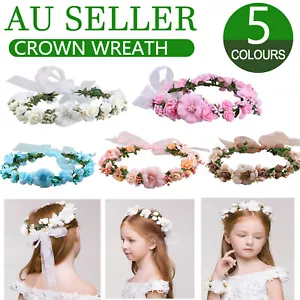 Women Girl Crown Wreath Wedding Flower Headband Garland Hair Band Floral Garland - Picture 1 of 16