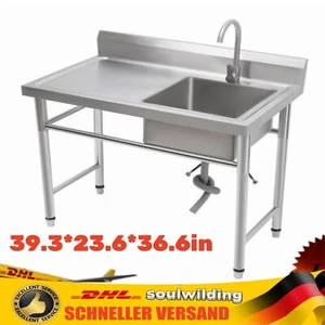 Lavello cucina lavello 1 vasca destra gastronomia lavabo acciaio inox 100x60 cm - Foto 1 di 4