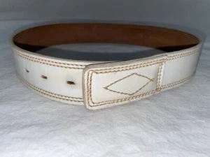 VTG 60S 70S BOYS 26 BONA ALLEN NEW WHITE LEATHER COWBOY WESTERN BELT - Picture 1 of 5