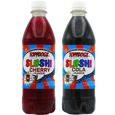 TOPPDOGZ Slush puppy machine Syrup CHERRY & COLA Flavour Quality Home Slushie 2 x 500ml