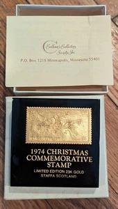 STAFFA SCHOTTLAND 1974 WEIHNACHTEN GEDENKMARKE 23K GOLD Lucite ummantelt !!!! - Bild 1 von 5