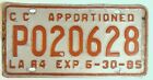 Louisiana LA License Plate Tag 1984 85 Apportioned Truck CC # PO20628 R 