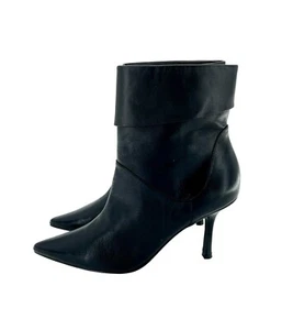 Aldo Boots Leather Ankle Booties Black Pointed Toe Leather Heels SZ 7 New SH03 - Picture 1 of 10