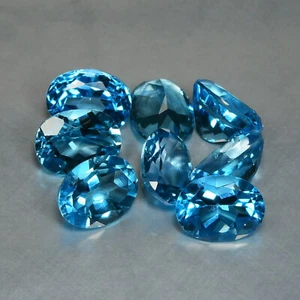 8 Piezas 8 X 6 MM Topacio Azul Suizo Calibrado Piedras Preciosas Naturales Brasil - Imagen 1 de 3