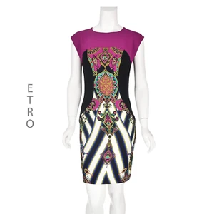 ETRO Magenta & Black Sleeveless Mini Sheath Dress SIZE IT40 US XS 2 - Picture 1 of 9