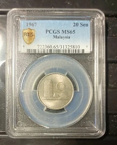 MALAYSIA 1967 20 CENT COIN PCGS MS65. - Picture 1 of 4