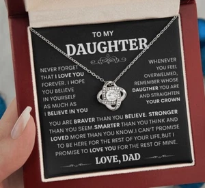An meine Tochter Liebe Knoten Halskette Geschenk von Papa. Besondere Tochter Geburtstag oder Hol - Bild 1 von 12