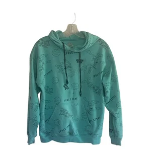 Space Jam Blue Patterned Hoodie Looney Tunes Size M - Picture 1 of 4