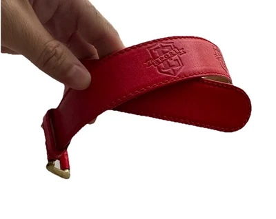 Vintage ESCADA Red Leather Belt Gold Buckle  Sz 34 S/M 80s 90s Womens RARE Italy - Image 1 of 4