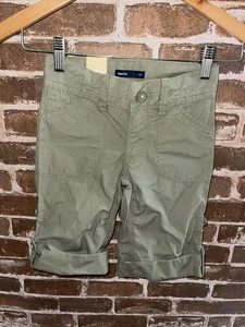 NUEVO CON ETIQUETAS GAP NIÑOS CAPRI PANTALONES NIÑAS 5 REGULAR LONGITUD AJUSTABLE VERDE - Imagen 1 de 3