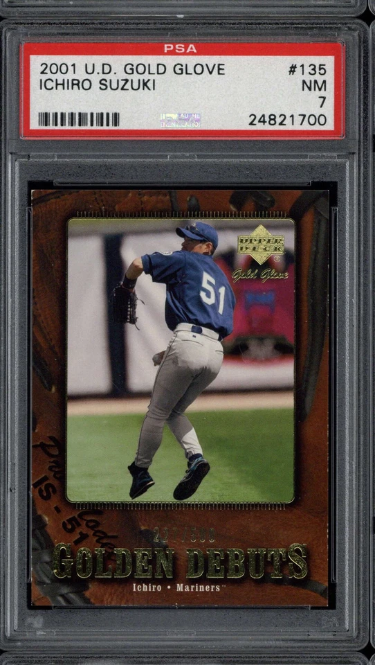 2001 UD Gold Glove #135 Ichiro Suzuki Mariners PSA 7 Near Mint /500 RC - Image 1 of 2