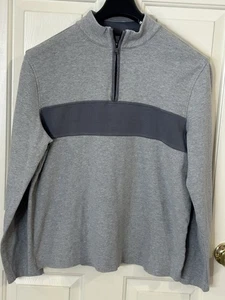 Structure Quarter Zip Light Sweater Men's Size Large Gray Striped Pullover - Picture 1 of 7