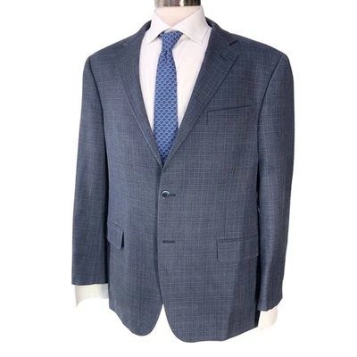 Abrigo Blazer Deportivo Hickey Freeman Para Hombres 44R Chaqueta de Lana de Seda a Cuadros Clásico Azul Foto 1 de 4