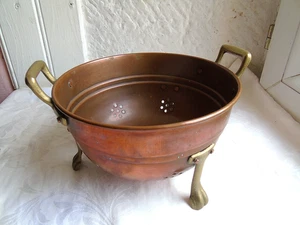 French vintage copper brass colander drainer strainer skimmer - Picture 1 of 7