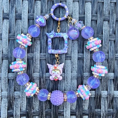 Llavero resplandeciente, dije de teléfono, dije de bolso, dije de cartera, clip de bolso Sanrio HK Kuromi Foto 1 de 4