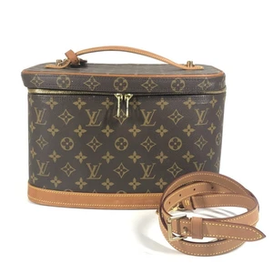 Louis Vuitton Nice M47280 Monogram Vanity Bag Marrone 2 Vie Scatola Trucco Specchio Usato - Foto 1 di 10