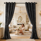 Thick Blackout Crushed Velvet Curtains Eyelet Ring Top Ready Made Pair Curtain