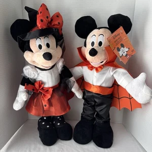 Neu mit Etikett Disney Halloween orange schwarz Mickey & Minnie Mouse Plüsch Set Greeter - Bild 1 von 11