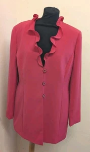 Jacques Vert Pink Ruffle Neck Jacket, Size UK 12, EU 40, US 8. - Picture 1 of 6