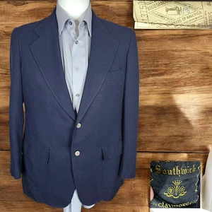 Southwick Clothes 1970s Blazer Mens 40S Navy with Bronze Buttons - Picture 1 of 11