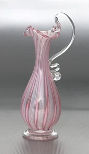 Murano, Glas Krug, Vase, Venini, Zanfirico Lattecino, H. ~12cm, ~60g, ~1950er - Bild 1 von 8