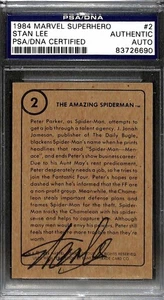 1984 Marvel Superheld Stan Lee signierte Spider-Man Karte PSA/DNA authentisches Autogramm - Bild 1 von 4
