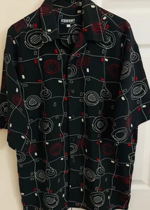 Camisa de cuello abierto con estampado integral de gran tamaño L 100 % poliéster para hombre - Imagen 1 de 6