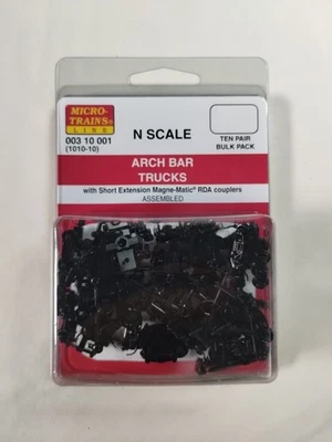 Micro-Trains Stock #00310001 (1010-10) Arch Bar Camiones Acopladores Cortos Extendidos N Foto 1 de 4