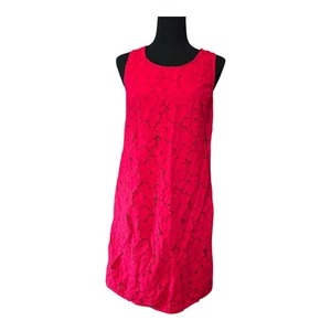 Nuevo con etiquetas Vestido recto Banana Republic rojo floral de encaje bordado superpuesto talla 6 - Imagen 1 de 12