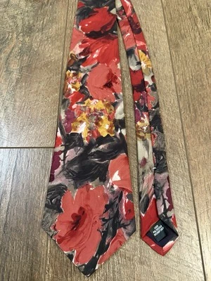 Geoffrey Beene Red Floral Tie  - Image 1 of 4
