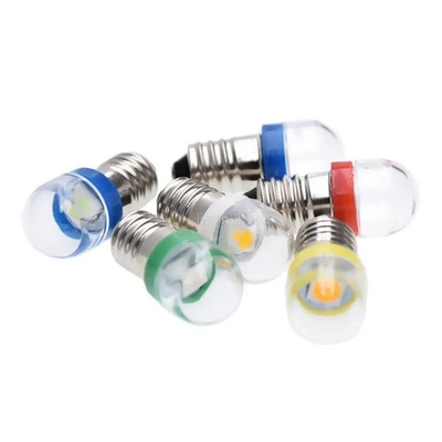 E10 Lamp LED Bulb DC 12V 7 Colors MES 1447 Screw for Torch Bike Bicycle - Image 1 of 4
