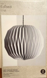 Dunelm The Edited Life Grey Origami Round Easy Fit Pendant Shade H30 x W34 x D34 - Picture 1 of 21