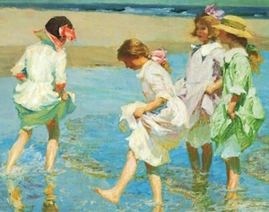 Impresión o lienzo - Escena de playa por Edward Henry Potthast c.1910 - Imagen 1 de 1
