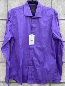 New Robert Graham Modern American Button Front Shirt Size M Tailored Fit Purple - Picture 1 of 7
